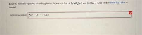 Solved Enter The Net Ionic Equation Including Phases For