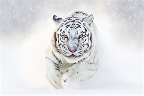 White Tiger Hunting Prey in Snow Stock Illustration - Illustration of hunting, white: 272318628