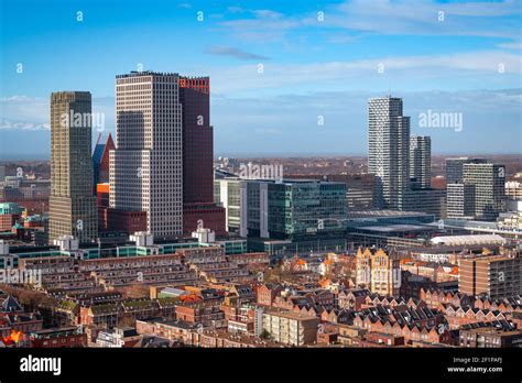 hague netherlands city centre skyline   afternoon stock photo