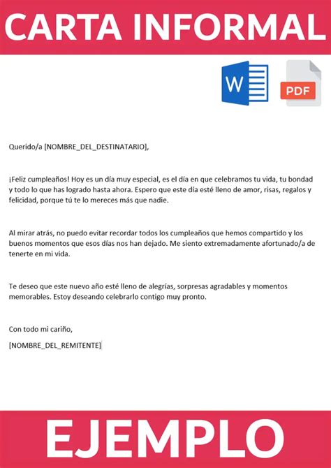 Carta Informal Ejemplos Y Plantillas Gratis Para Descargar