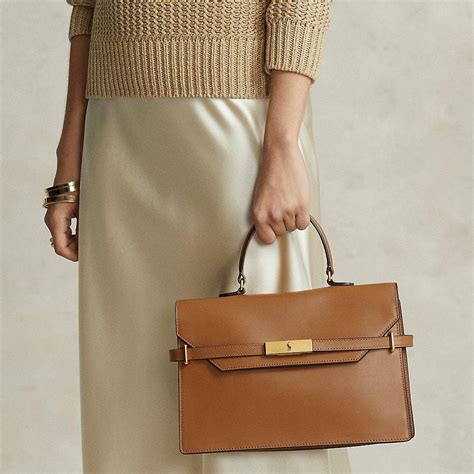 Ralph Lauren Polo Id Leather Satchel In Brown Lyst