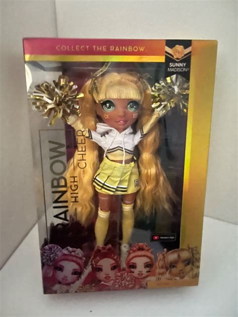 Rainbow High Cheer Sunny Madison Yellow Fashion Doll Pom Poms Cheerleader New 4694400009