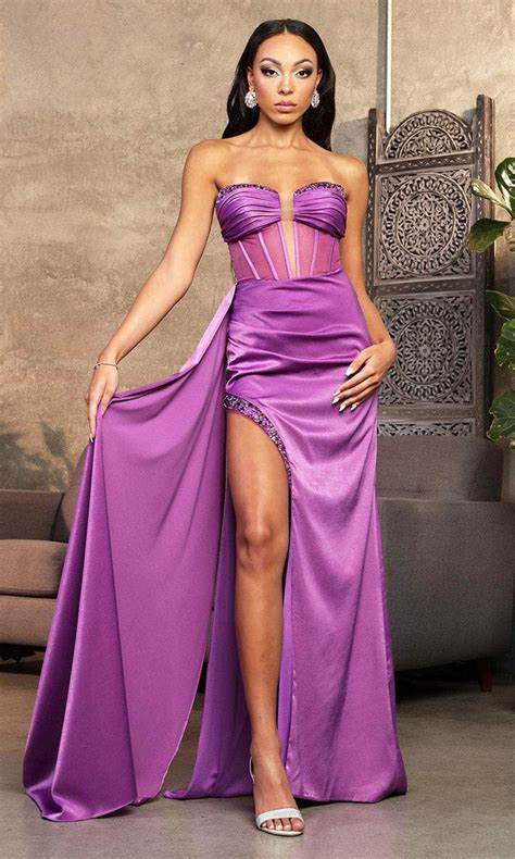 May Queen Mq2039 Plunging Corset Prom Dress Couture Candy