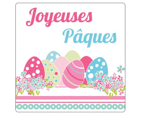 Autocollant coloré Joyeuses Pâques impression en ligne LabelPix