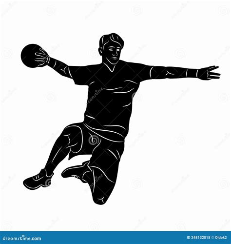 Silhouette Handball Player Vector Drawing Stock Vector Illustration