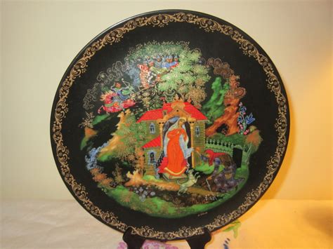 Vintage Russian Fairy Tale Plate The Princess And The Seven Bogatyrs