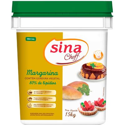 MARGARINA SINA 80 LIPIDIO SEM SAL 15KG BD Monte Carlo Alimentos