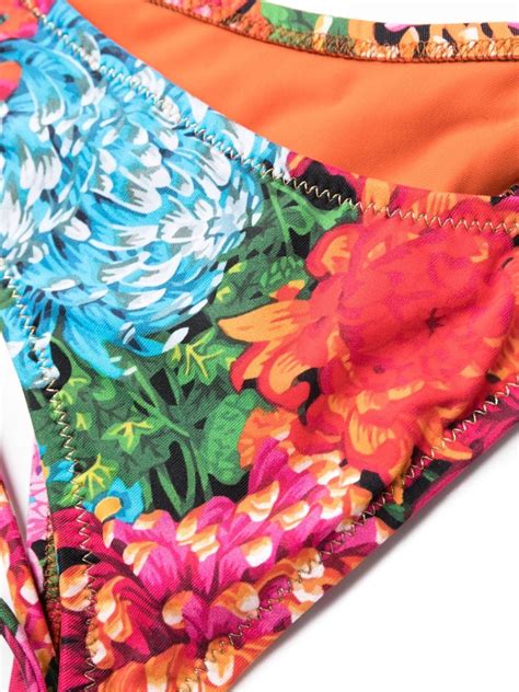 Reina Olga Miami Floral Print Bikini Set Orange FARFETCH