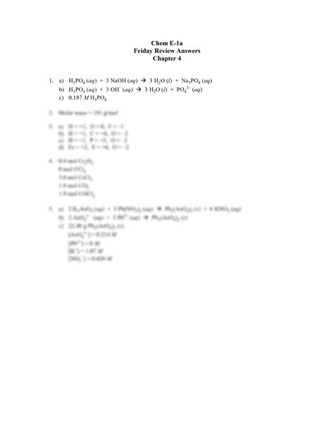 SOLUTION: Chemistry reactions in aqueous solutions chapter 4 review ans