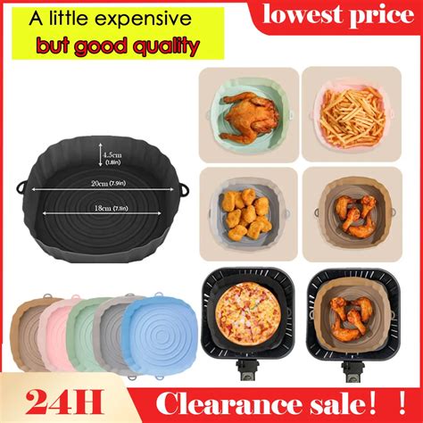 12pcs Silicone Air Fryers Oven Baking Tray Pizza Fried Chicken