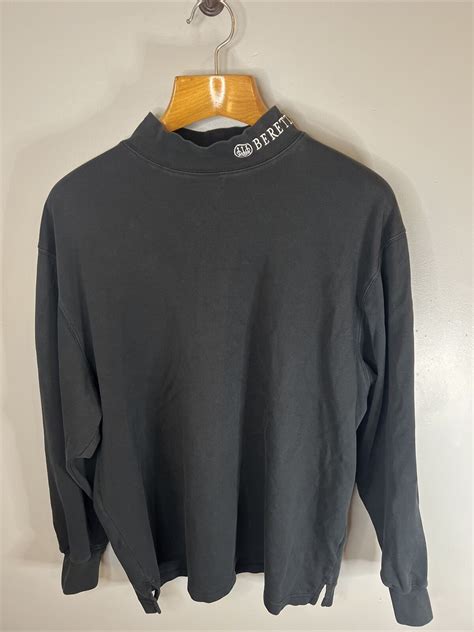 Beretta Mens Pullover Long Sleeve Mock Neck Sweatshirt Sz 2xl Black Ebay