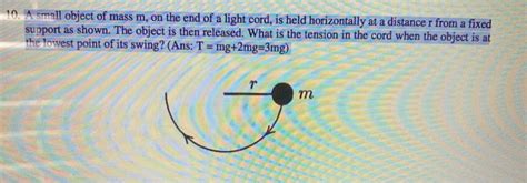 Solved A Small Object Of Mass M On The End Of A Light Chegg