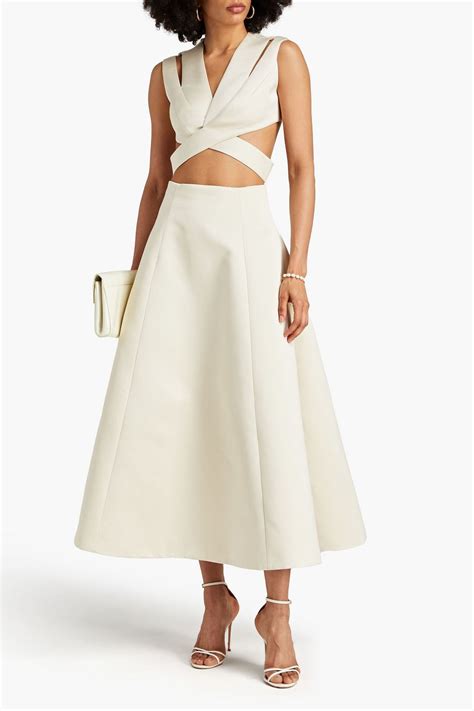 Emilia Wickstead Cutout Duchesse Satin Midi Dress Sale Up To Off