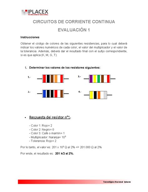 Evaluación 1 CIRCUITOS DE CORRIENTE CONTINUA EVALUACIÓN 1