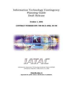 Fillable Online Information Technology Contingency Planning Guide