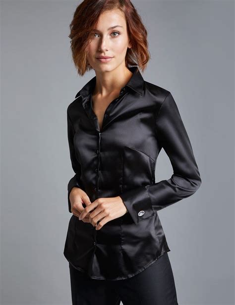 Blouse Sexy Black Blouse Black Satin Shirt Sexy Bluse Black Women