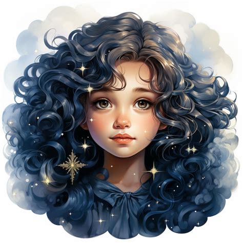 Premium Photo There Is A Girl With A Big Curly Hair And A Star In Her