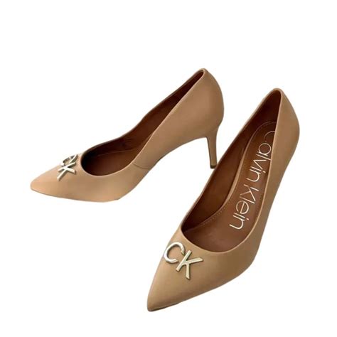 Giày Cao Gót Calvin Klein Greta CK Desert Sand Napa Màu Nude Size 6 Vua Hàng Hiệu