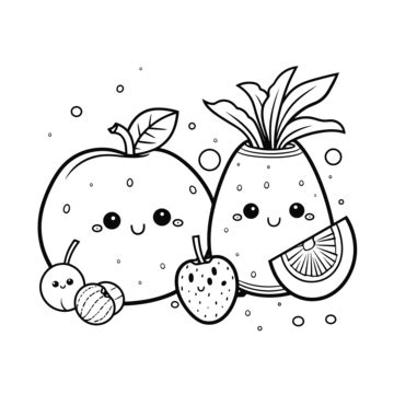 Realistic Fruits Coloring Page PNG Transparent Images Free Download ...