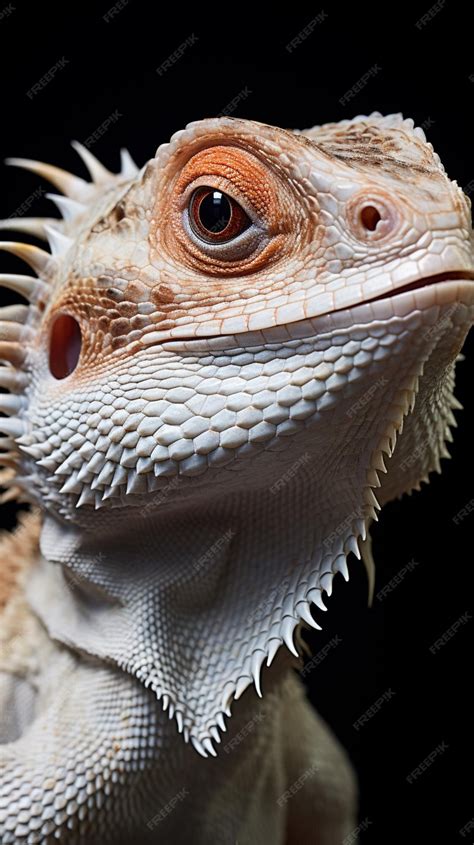 Premium Photo | Closeup portrait of a white lizard Isolated AIgenerated