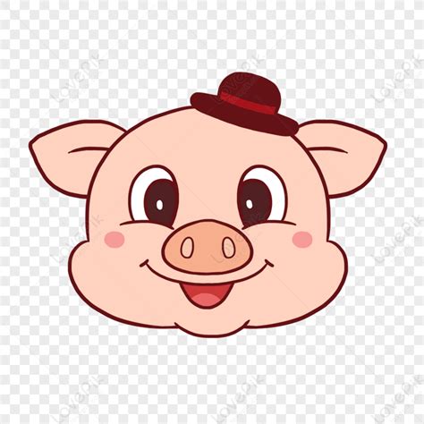 Pig Face Wearing Hat Clipart,cartoon,big Ears,smile PNG White ...