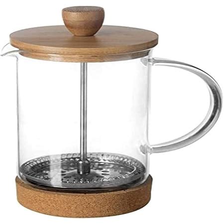 Frenchpress Cafetière à piston en verre et bambou 600 ml pour 2 pots de