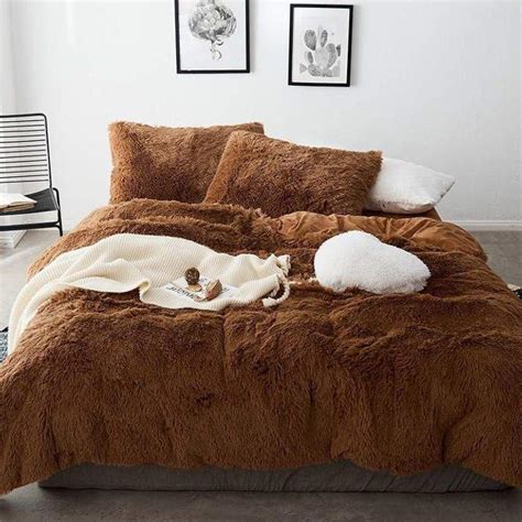 Fluffy Comforter Brown 5 Piece Set 152 Cm X 204 Cm Sastro