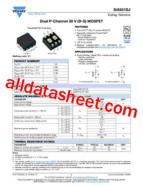 SIA931DJ T1 GE3 Datasheet PDF Vishay Siliconix