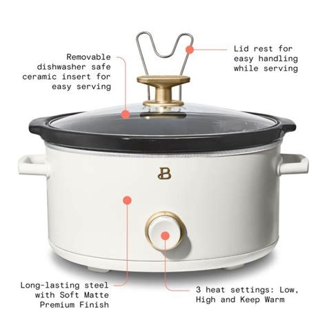 Beautiful 8QT Slow Cooker, White Icing by Drew Barrymore - Walmart.com ...