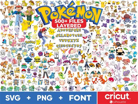 Pokemon Svg Bundle Pokemon Font Svg Pikachu Svg Files For Cricut And