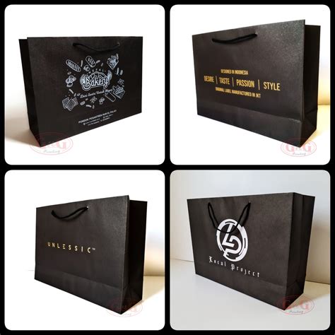 Jual Paper Bag Kraft Hitam Custom Print Shopping Bag Paper Bag