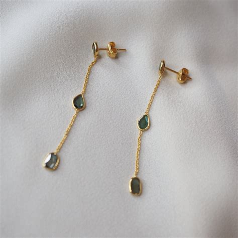 Green Diamond Earrings | 18KT Gold - Melt Jewellery