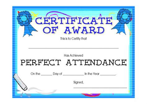 Free Perfect Attendance Certificate Template