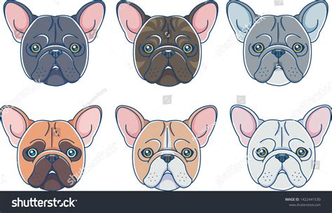 French Bulldog Head Icons Different Colors Stock Vector Royalty Free