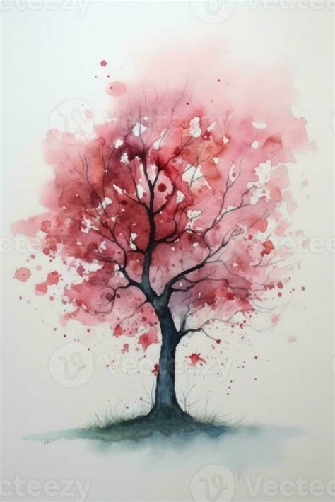 Watercolor Dogwood Tree Painting with Minimalistic Style Generative AI ...