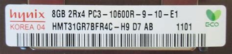 SUN Hynix HMT31GR7BFR4C-H9 8GB DDR3 PC3L-10600R 1333MHz ECC Server ...