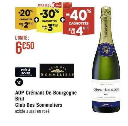 Promo Aop Crémant De Bourgogne Brut Club Des Sommeliers chez Géant