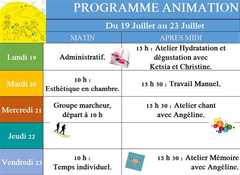 Animations De La Semaine Du Au Juillet Ehpad Fondation Grimaud