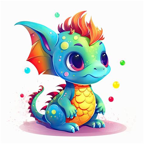 Premium AI Image | Colorful baby dragon art collection Playful baby ...