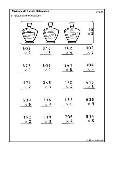 Pdf Atividade De Estudo Matem Tica Efetue As Multiplica Es