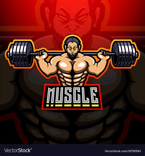 Muscle Man Esport Mascot Logo Design Royalty Free Vector