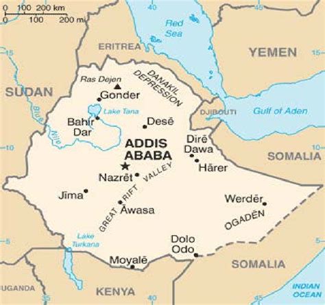 Map Of The Federal Democratic Republic Of Ethiopia Source Cia