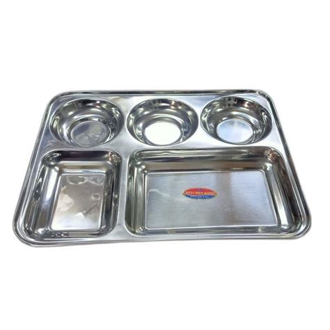 Silver Plain Kitchen King Compartment Stainless Steel Plate For Home