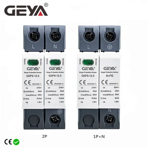 GEYA GSP9 12 5KA T1 T2 Class 50KA SPD 2P 1P NPE Surge Protector 275VAC