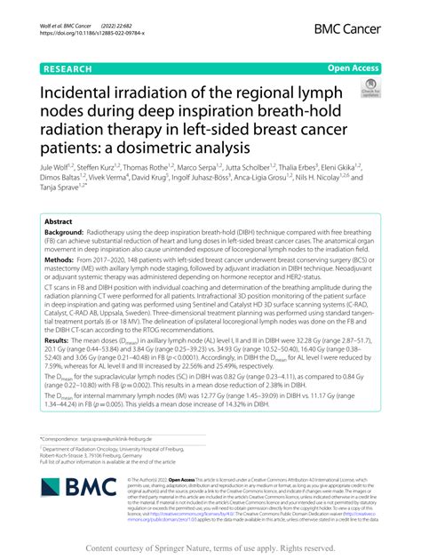 PDF Incidental Irradiation Of The Regional Lymph Nodes During Deep