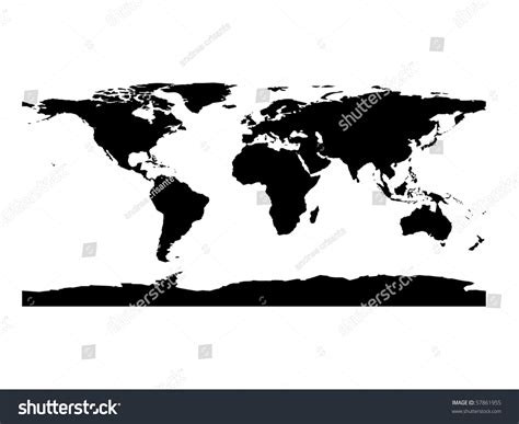 Flat World Map Black White Stock Illustration 57861955 - Shutterstock