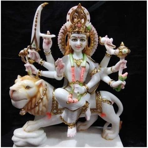 Durable Inch Glossy White Marble Durga Mata Statue At Best Price In