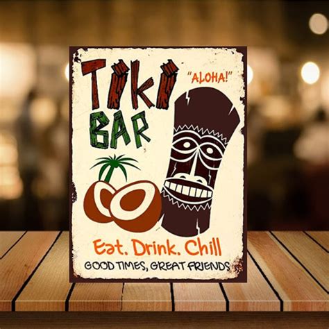 Tiki Bar Wall Sign Retro Vintage Man Cave Home Bar Beer Garden Sign Etsy