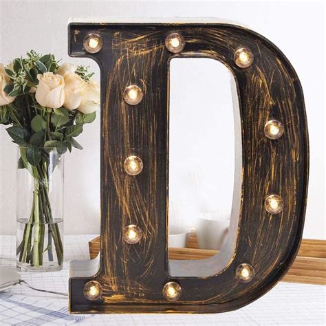 Oycbuzo Golden Black Led Marquee Letter Industrial Vintage Light Up