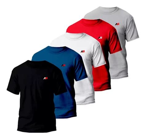 Camisetas Masculinas Bordada Premium Gola Redonda 5 Unidades Frete grátis